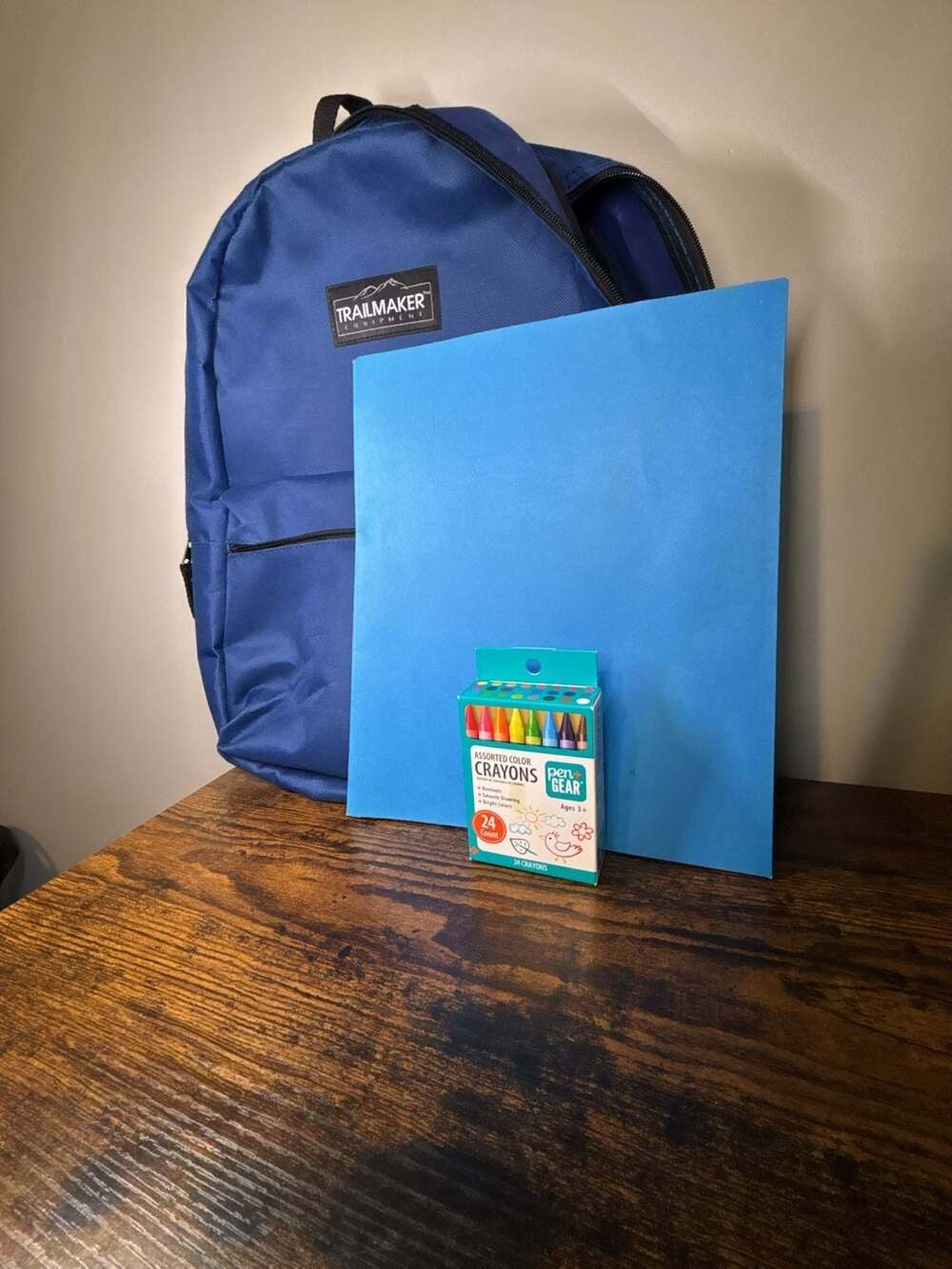 Trailmaker Classic 17 Inch Navy Blue Backpack with School Supplies